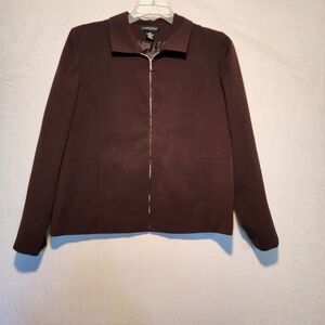 Goodclothes Women's Brown Zippered Long Sleeve Jacket Size 12 100% Polyester